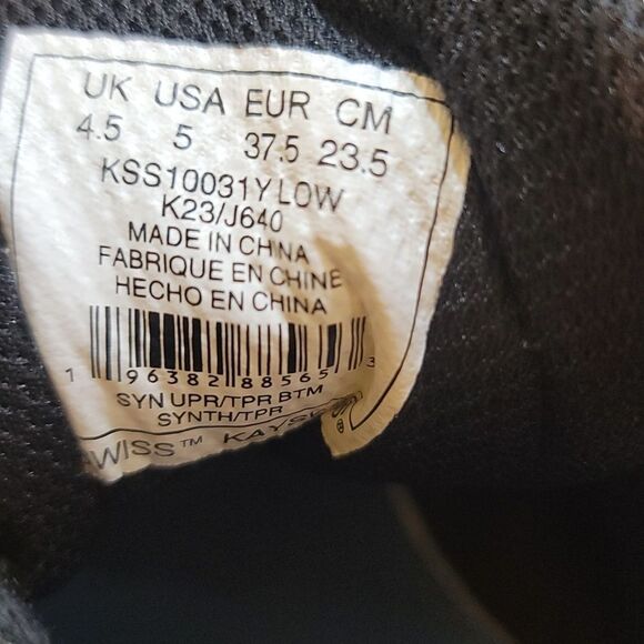 BRAND NEW K-SWISS KID UNISEX BLACK & WHITE COURT PALISADES SNEAKERS - Picture 15 of 16